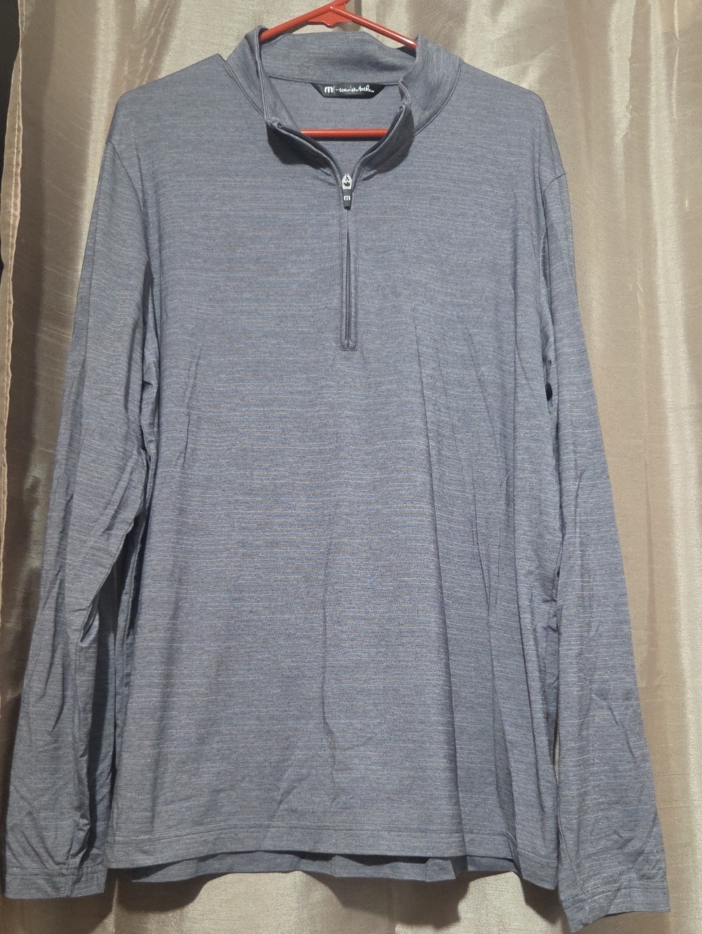 Travis Mathew Men's Long Sleeve Quarter-Zip in Heather Blue-Gray